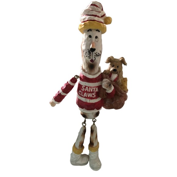 Santa Claws Cat Dog Christmas Figurine Set Shelf Sitter - Picture 4 of 6